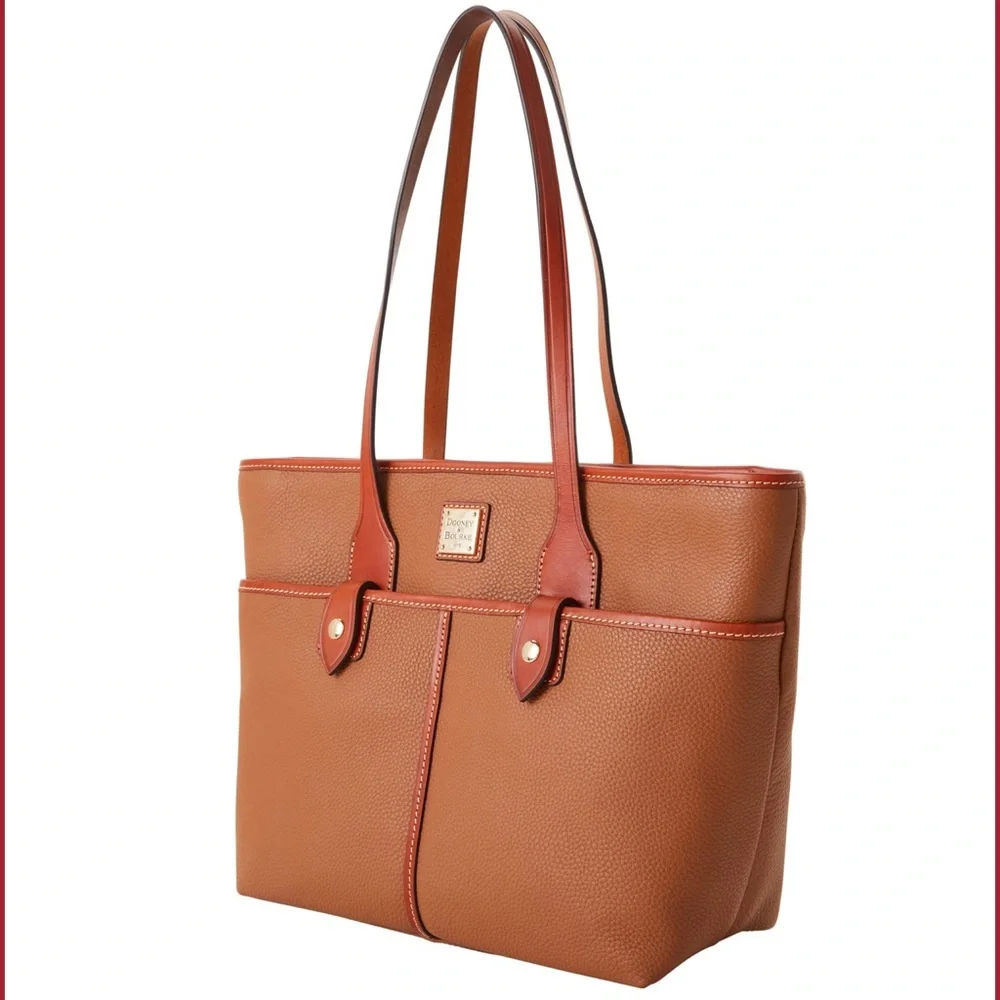 Dooney & Bourke Pebble Grain Double Pocket Tote - Caramel - Picture 2 of 6